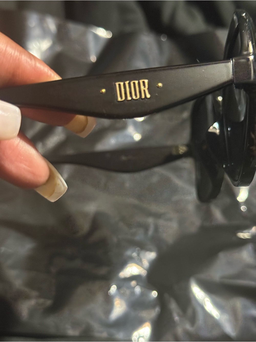 Dior Black Sunglasses with Gold DIOR Detail